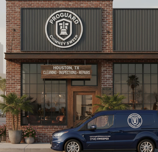 ProGuard Chimney Sweep Houston storefront with service van
